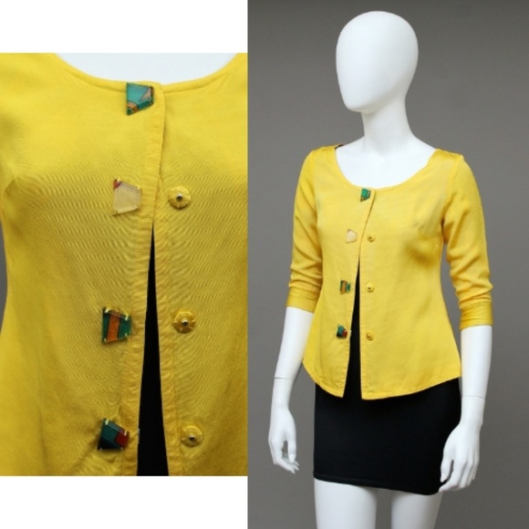 VINTAGE EMILIO PUCCI ABSTRACT LUCITE GEOMETRIC BUTTONS SPRING JACKET - Picture 6 of 8